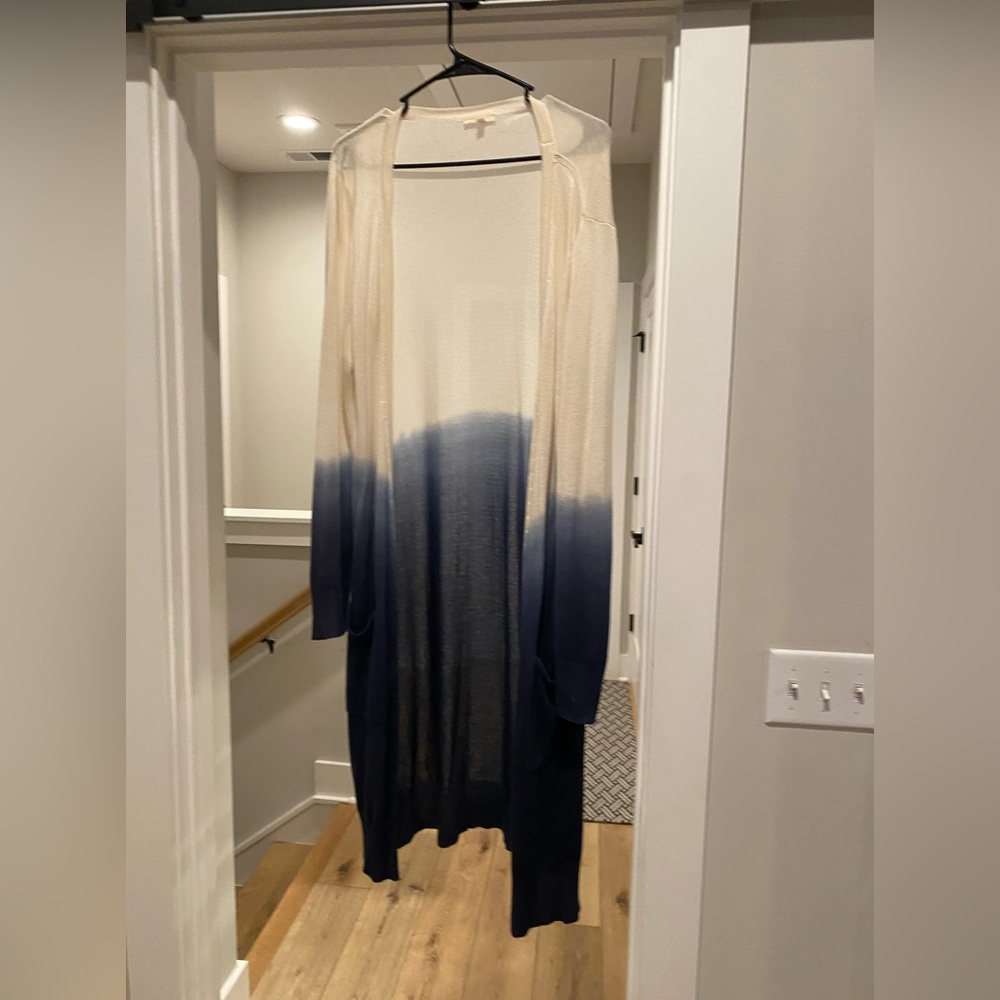 Cream and blue ombré duster/ cardigan